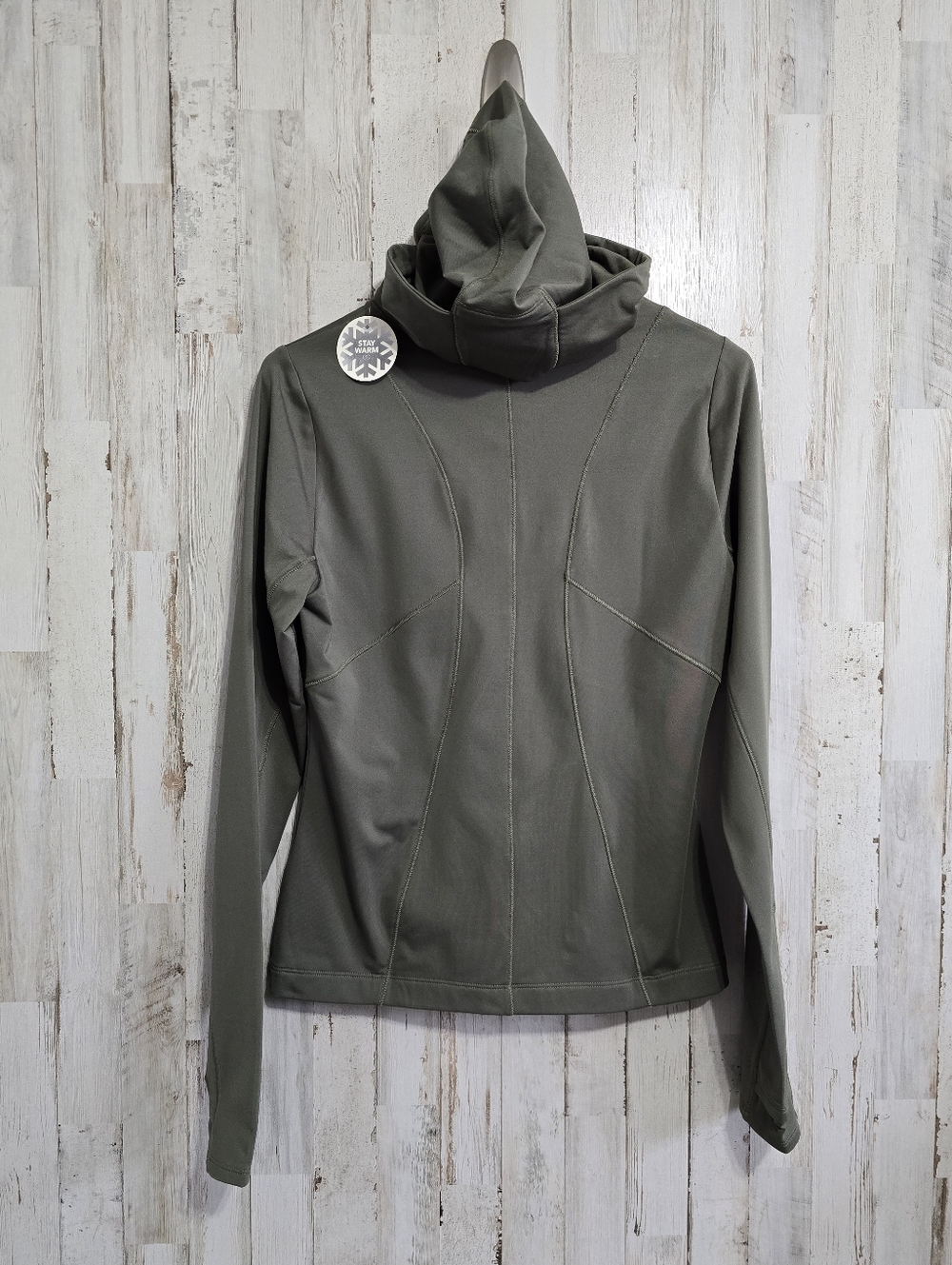 Calia Cold Weather Olive Green Balaclava Hoodie Running Pullover Size Medium - Picture 4 of 8